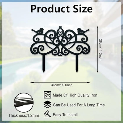 WADORN Birds Fence Silhouette Garden Stakes Decor, Metal Birds Fence Gifts Stakes Statues Ornaments for Yard Art Black Silhouette Yard Outside Decor for Backyard Lawn Patio Outdoor, 14.2x11Inch