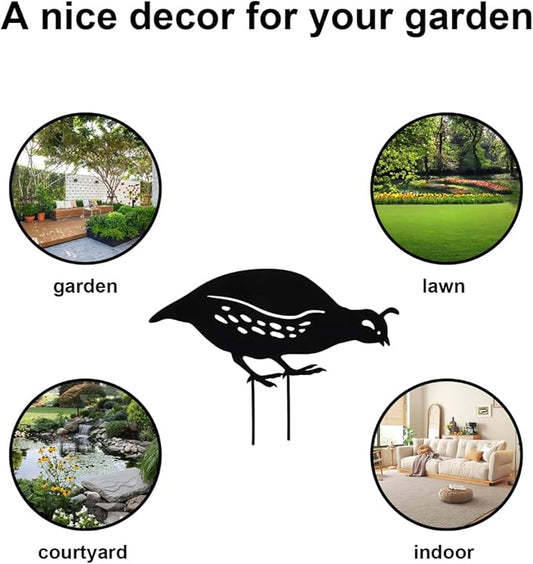 Toddmomy Metal Quail Garden Stakes, 4Pcs Silhouette Bird Family Yard Art – Rust-Resistant Iron Outdoor Statues for Lawn, Patio, Garden Decor, Gift for Women Bird Lovers