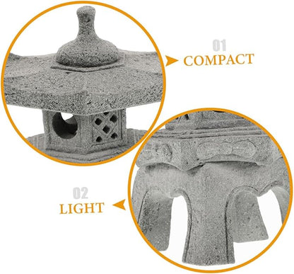 Toyvian Japanese Garden Decor Zen Garden Pavilion Ornaments Stone Pagoda Statue for Bonsai Decoration