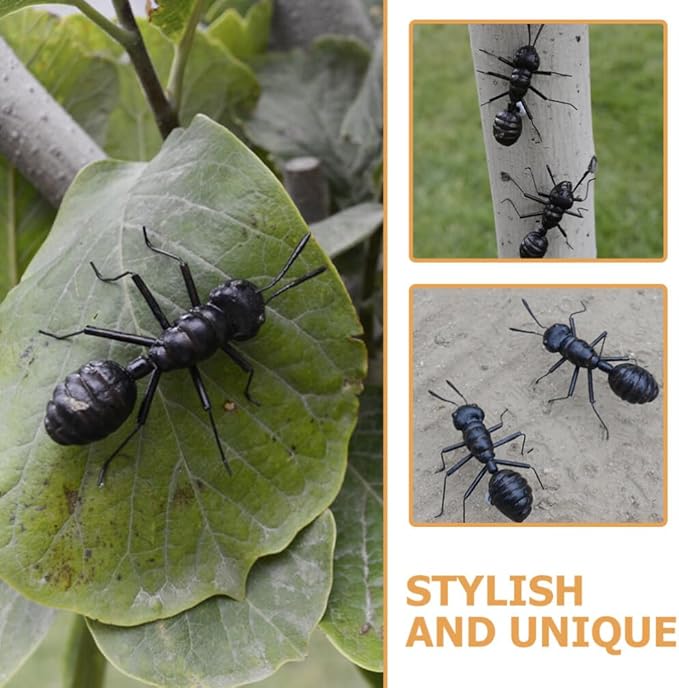 Simulated Ant Statue Set 6 Pieces Miniature Desk Ants Sculptures Indoor Outdoor Garden Decoration Lightweight 2.55X2.36X0.78 Inch