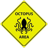 Octopus Crossing Xing Sign Beware of Octopus Metal Sign Ocean Animal Funny Warning Sign Crossing Zone Sign for Farm Yard Front Door Indoor Outdoor Street Sign 15x15in