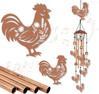 ORIGACH Rooster Wind Chimes Metal Wind Chimes for Outside Gifts for Women Mom Grandma Deep Tone Suitable for Outdoor, Indoor, Balcony, Garden, Courtyard, Porch, 30-Inch Long