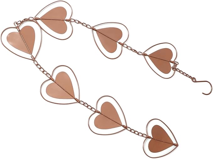 Metal Rain Chain Drainage Function Decorative Heart Shape Wind with Hook for Balcony Patio Hallway