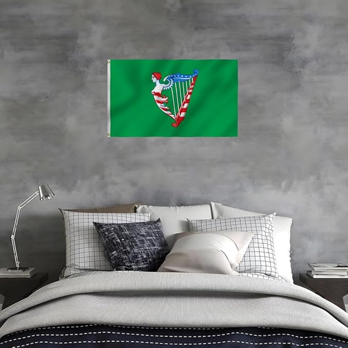 Green Harp Ireland Flag 6X10FT, Am Harp Flags,Both Sides Printed, Men Women Banner,Vibrant Colors, Double Stitched with 2 Brass Grommets, Bar Garden Street Decoration, GYM, Office Decor,Indoor Outdoor Use,Gifts. (US-Green, 6x10ft)