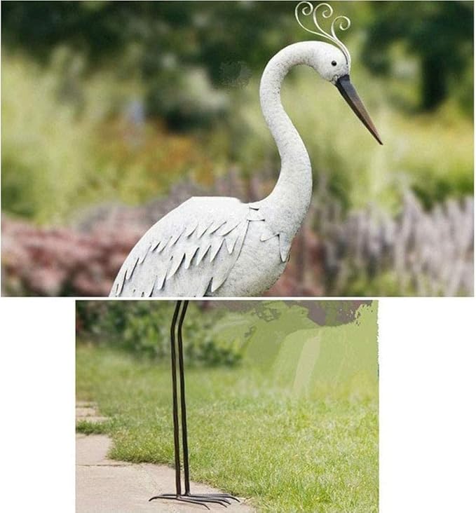 Outdoor Sculptures for Garden Crane Sculpture, Villa Garden Decoration Large Bird Statue Decoration Wrought Iron Crane Animal Metal Sculpture