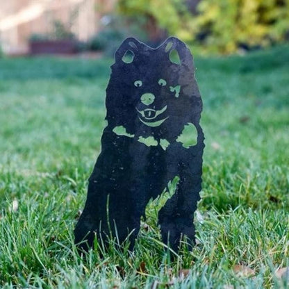 Dog Style Metal Puppy Silhouette Garden Statues French Bulldog/Doberman Pinscher Backyard Lawn Stakes, Festival Decorations & Yard Decor Iron Art (Q)