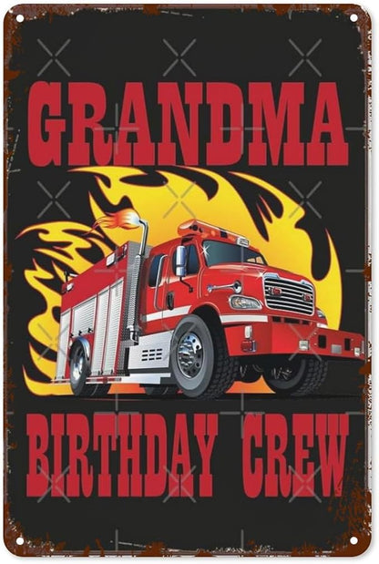 patio wall decor Grandma Birthday Crew Fires metal sign Farm Fence Rustic Wall Decor for Home,Yard,Office,Garage,Farmhouse,Kitchen,or Man Cave 8X12inch