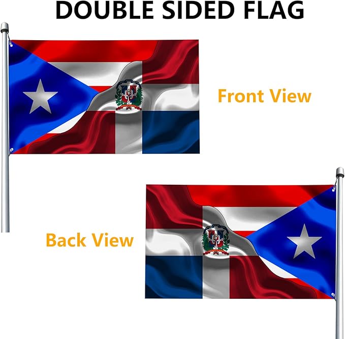Puerto Rican Puerto Rico And Dominican Republic Flag 3x5 Ft Double-Sided Printed Indoor/Outdoor Flag Polyester Fabric Decorative Banner With 2 Brass Grommets 3x5 Foot National Flags For Outside