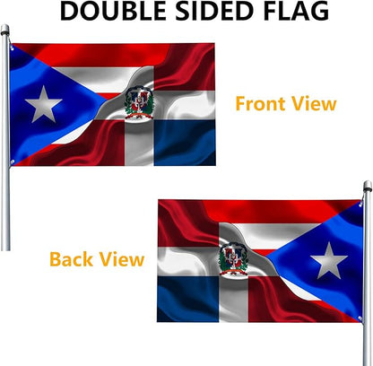 Puerto Rican Puerto Rico And Dominican Republic Flag 3x5 Ft Double-Sided Printed Indoor/Outdoor Flag Polyester Fabric Decorative Banner With 2 Brass Grommets 3x5 Foot National Flags For Outside