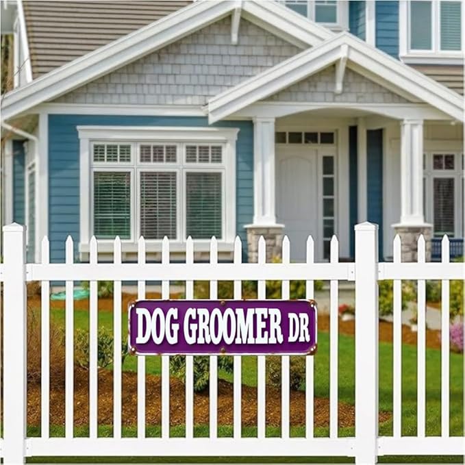 Decorative Tin Sign 16 * 4 Inches –Dog Groomer Dr For Pet Grooming Shop, Pet Room, Patio | Pet Decor, Dog Decor, Outdoor Sign