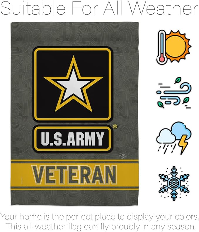 US Army Veteran Garden Flag - Armed Forces Rangers United State American Military Retire Official - House Decoration Banner Small Yard Gift Double-Sided Made in USA 13 X 18.5