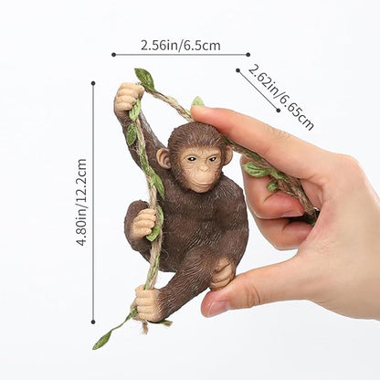 Hanging Animal Garden Statue Outdoor Tree Hugger, Resin Climbing on Vine Figurine Wall Art Sculpture for Patio Lawn Yard Ornaments (Monkey)