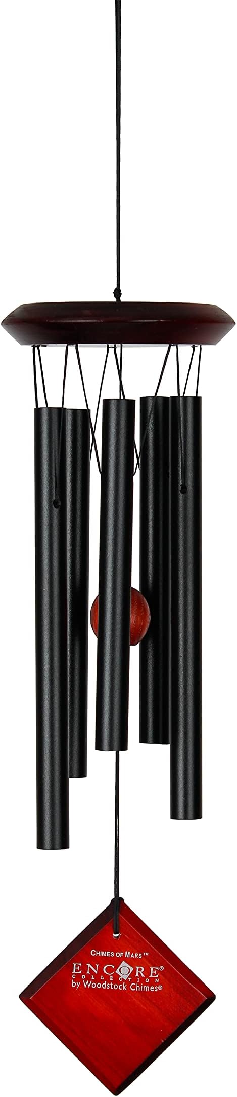 Woodstock Wind Chimes of Mars Wind Chimes for Outside 17" Black Small Light Sound Wind Chime Décor for Outdoor Garden, Patio, Porch, Encore Collection