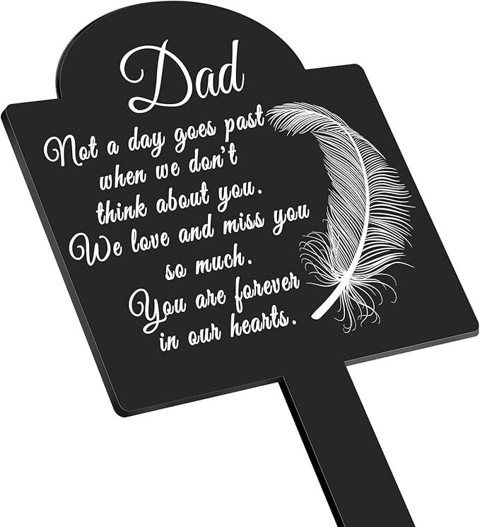 Roowest Cemetery Grave Decorations Acrylic Memorial Stakes Grave Stake Markers Sympathy Garden Plaque Waterproof Remembrance Sympathy Gift for Cemetery Graveside Outdoors Yard(Dad)