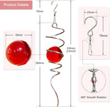 Gazing Ball Spiral Tail with Red Glass Orb, Wind Spinner Stabilizer, Spiral Wind Spinners Tail, Hanging Outdoor Garden Decor, Yard Art Ornament, Christmas Decoration, Sun Catcher 13inch