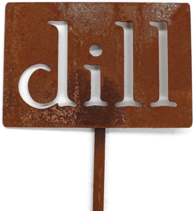 Classic Metal Garden Markers 19 Inches Tall (dill, Naturally Rusted)