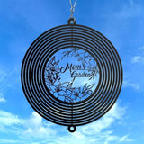 Personalized Mom’s Garden Metal Wind Spinner, Custom Hanging Ornament for Outdoor Display, Kinetic Yard Art, Unique Gift for Mom (Mom’s Garden Wind Spinner)