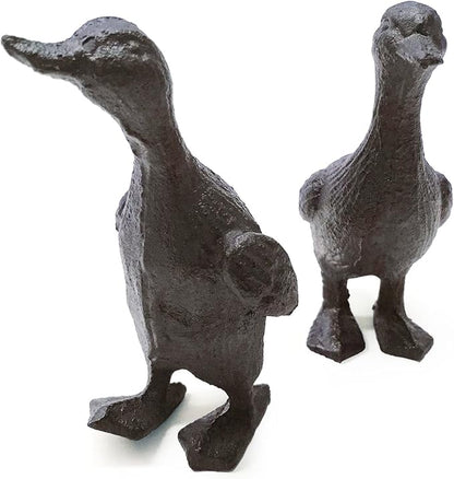 Heavy Duty Cast Iron Duck Statue,Small Cute Duck Statuary Ducks Decor for Garden Figure Home Decoration Pack of 2