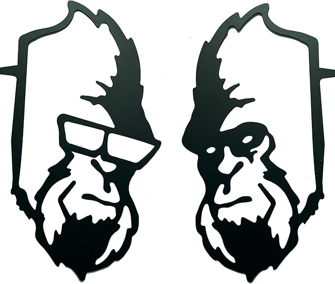 Peeping Bigfoot Metal Yard Art, Garden Branch Peeking Yeti Decor, Outdoor Metal Bigfoot Tree Hugger Decorations, Sasquatch Face for Outdoor Decorations, Set of 2