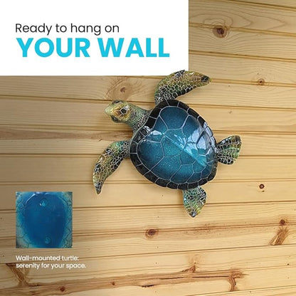 Resin Sea Turtle Decorative Statue - 16x15 Inch Tropical Wall and Garden Art -Ocean-Themed Décor for Home - Beach House - Coastal - Marine Enthusiasts