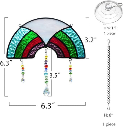 BOXCASA Stained Glass Suncatchers Crystals Pendants,Rainbow Crystal Beads Decor Gifts for Women,Suncatcher for Window Colorful Crystal Prism Pendants Gifts for Mother Grandma Nana Aunt