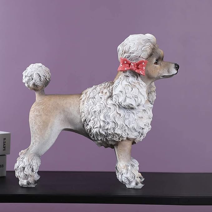 Garden Statue Animal Sculpture Outdoor Decor Gift Statue Decoration, Poodle Sculpture Resin Model, Living Room Garden Decoration Crafts, Children's Friends and Gifts 24 17 23.5cm