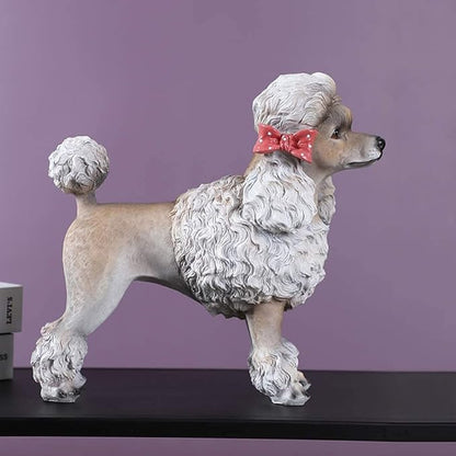 Garden Statue Animal Sculpture Outdoor Decor Gift Statue Decoration, Poodle Sculpture Resin Model, Living Room Garden Decoration Crafts, Children's Friends and Gifts 24 17 23.5cm