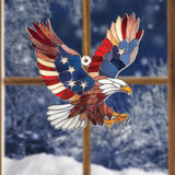 Bald Eagle Patriotic Ornament – Stained Glass American Flag Suncatcher, Acrylic Hanging Decor, USA Pride Home Office Gift, Veterans Independence Day & 4th of July Christmas Tree Ornament (Sun-11)