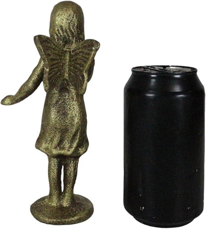 Ebros Gift Cast Iron Rustic Antique Finish Enchanted Fantasy Fairy Garden Pixie Faerie Standing with Bluebird Figurine 7" H DIY Ideas for Your Home Collectible Fairies Elf Nymph Pixies