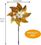 Sparkly Reflective Pinwheels with Stakes, Wind Spinners Outdoor Bird Scare Devices, Foil Pin Wheel Holographic Whirl Windmill for Yard Garden Decor Garden Wind Spinner 6 Packs - Gold