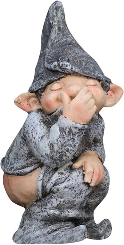 Funny Pooping Mini Statue, Naughty Resin Garden Gnome for Decor, Naked Miniature Dwarf Gnome Figurine for Home Garden Ornament