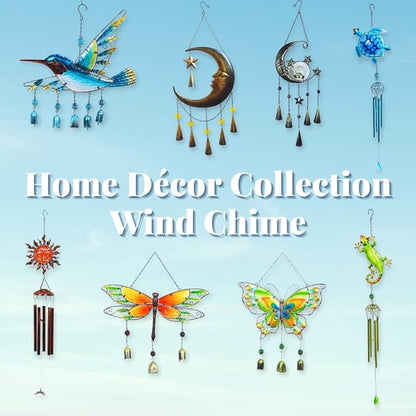 Comfy Hour 35" x 5" Sea Turtle Metal Art Wind Chime, Decorative Glass and Metal Hanging Windbell for Coastal Garden, Artisan Crafted Ocean Theme Decor for Beach House & Patio, Blue, 1 Piece