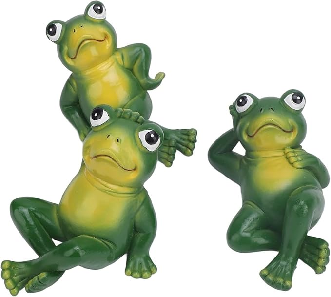 Cute Statues Garden Outdoor Ornament 3Pcs Innovative Simulation Statues Backyard Decor