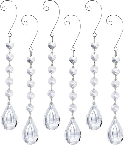 Sun Catchers with Crystals, 6Pcs Hanging Crystals Suncatchers for Windows, Clear Suncatchers Prisms Glass Pendant for Chandeliers, Garden, Christmas Tree Decor
