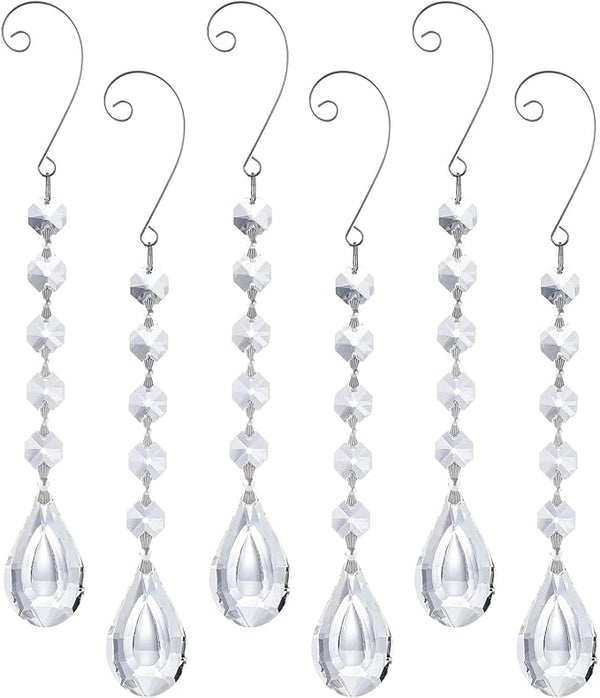 Sun Catchers with Crystals, 6Pcs Hanging Crystals Suncatchers for Windows, Clear Suncatchers Prisms Glass Pendant for Chandeliers, Garden, Christmas Tree Decor