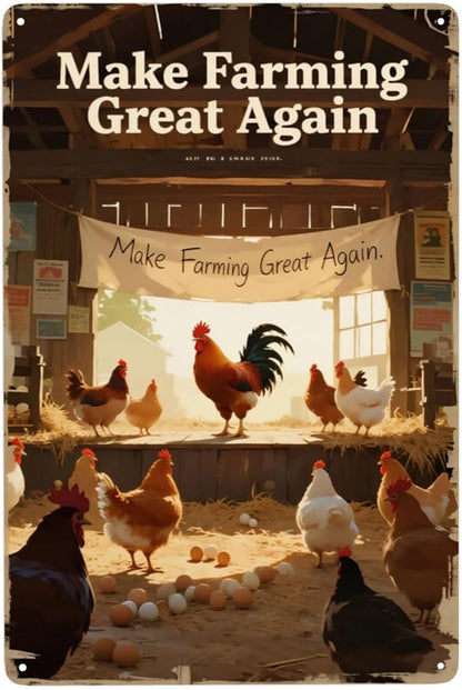 Funny Chicken Coop Signs and Accessories, Make Farming Great Again, Patriotic Farmhouse Metal Wall Art for Coop Farm Stand Chicken Farm Fresh Butt Nuggets Sign 8×12 Inch (brown chicken coop)