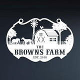 Personalized Metal Farm Ranch Sign, Customized Family Last Name, Large Decor, Outdoor Art, Welcome Sign, Black, 12" - 14" - 16" - 20" - 24" - 27" - 32" - 39