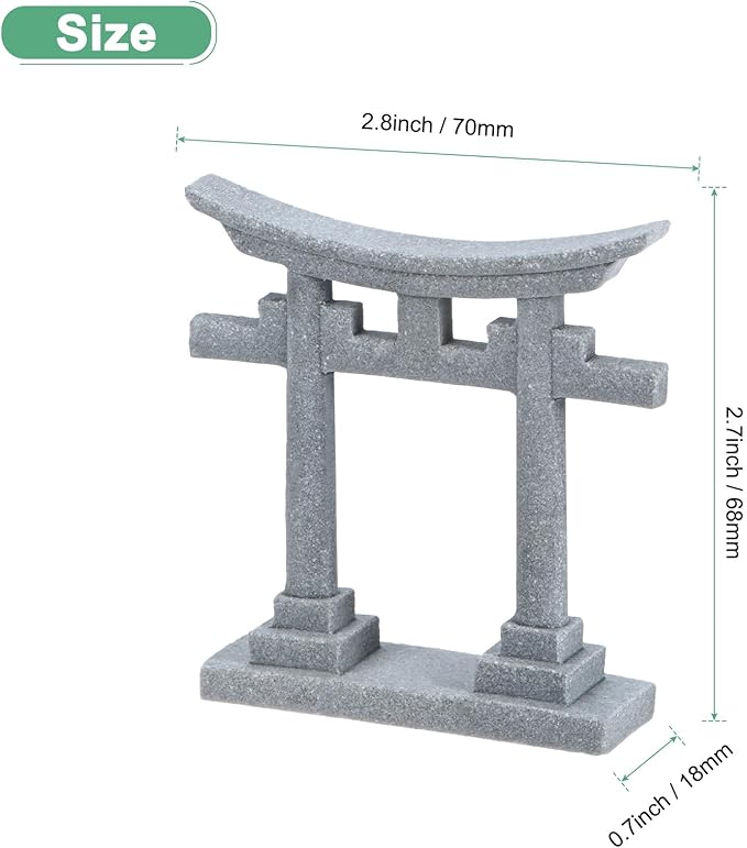 M METERXITY 2.7" H Miniature Torii Gate Ornaments with Plaque, Mini Chinese Gate Models Decorative Japanese Sandstone Tiny Home Landscape Accessories for Aquarium/Fish Tank/Garden Decor