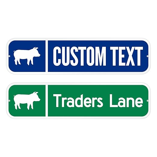 SmartSign Customize Your Own Blue Street Sign with Pig Symbol | 6" x 24" 3M EG Reflective Aluminum