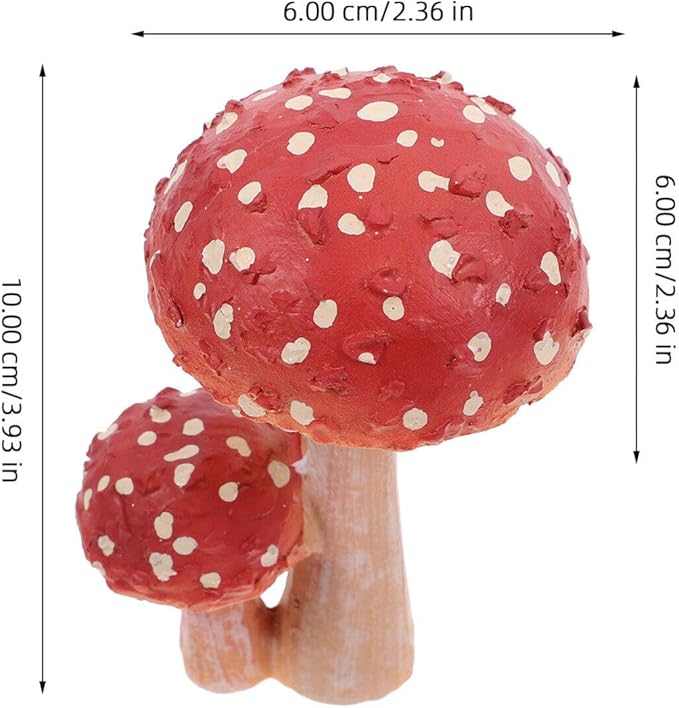 HANABASS Mini Mushroom Ornaments 3.93X2.36X2.36 Inch Resin Garden Figurine for Outdoor Yard Patio Plant Pot Decoration Fairy Garden Sculpture