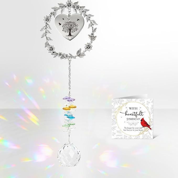 Rngmsi Memorial Gifts for Loss of Husband, Crystal Suncatcher Sympathy Gifts Ornament, Loss of Husband Bereavement Passing Away Sympathy Windows Hanging Remembrance Ornaments