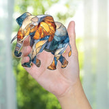Elephant Ornament Stained Glass Style Acrylic – Window Hanging Suncatcher, Elephant Gifts for Women, Wildlife Animal Decor, Rearview Mirror Ornament, Holiday Christmas Tree Decorations(Sun-27)