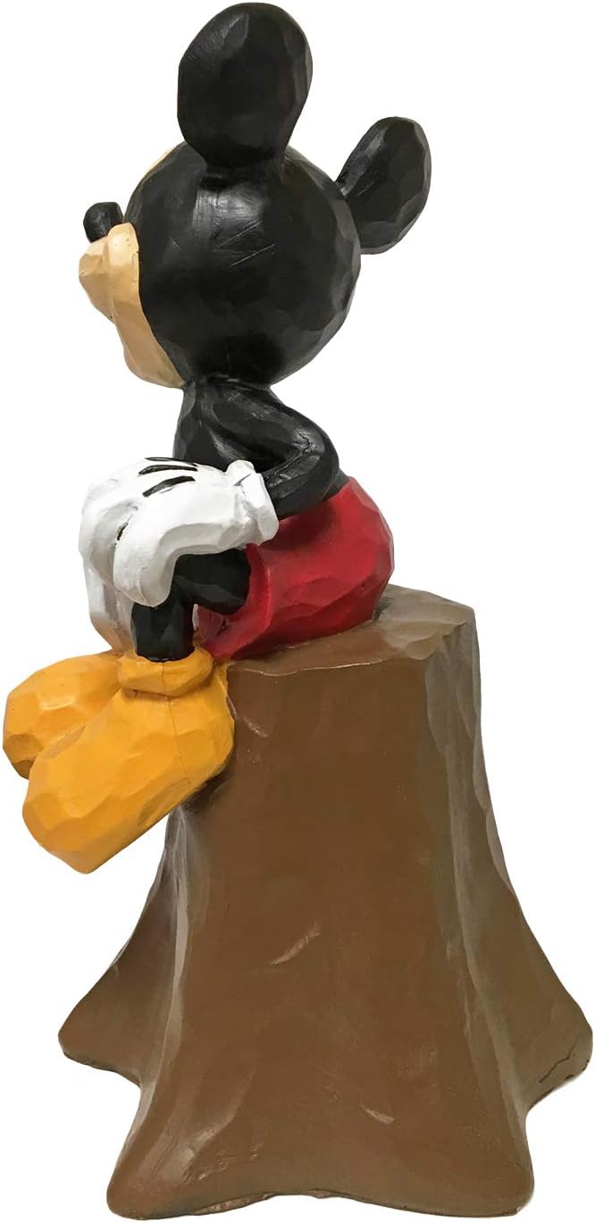 Disney Mickey Mouse Sitting on Stump with Flowers Everyday Outdoor Garden Statue,10 Inches Tall, Official Disney Licensed Product
