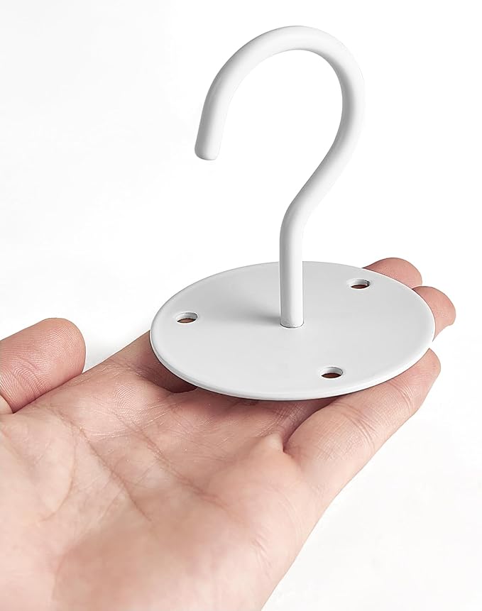 Mkono Ceiling Hooks for Hanging Plants, Metal Plant Hanger Bracket Wall Mount Hooks for Hanging Bird Feeders, Lanterns, Wind Chimes, Planters, Indoor&Outdoor Decoration Hooks (2-Pack) (White)