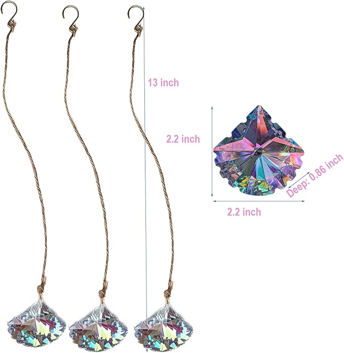 Crystal Prism Pendant DIY Suncatcher, Fan-Shaped Hanging Crystal Prism suncatchers for Window, Car, Garden & Home Décor,