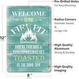 Yniaun Decor Funny Camping Decor Retro Backyard Metal Tin Sign for Campfire Cabin Motorhome Wall Decoration Gift 12 X 8 Inches Firepit Accessories Outdoor & Indoor - Friends & Marshmallows Get Toasted