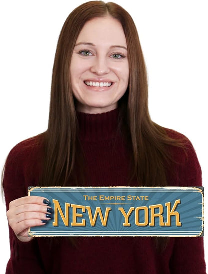 SmartSign 4 x 14 inch New York State Vintage Metal Sign “The Empire State”, 40 mil Rustproof Aluminum with Clear Overcoat, Retro Wall Décor, Multicolor, Made in USA