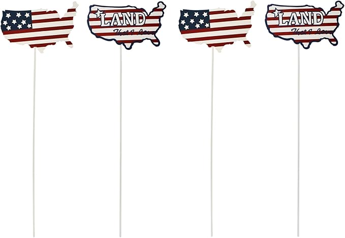 16"H Metal US Flag Garden Stake Fourth of July Outdoor Decorations, Patriotic American Flag Yard Art Ornament for Planter Flower Pot Memorial Day 4th of July Veterans Day Decor