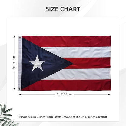 Puerto Rico Puerto Rican Flag 3x5 FT for Outside - Heavy Duty Nylony Puerto Rican National Flags with Embroidered Stars & Sewn Stripes, Brass Grommets - Vibrant Outdoor PR Flags for All Weather