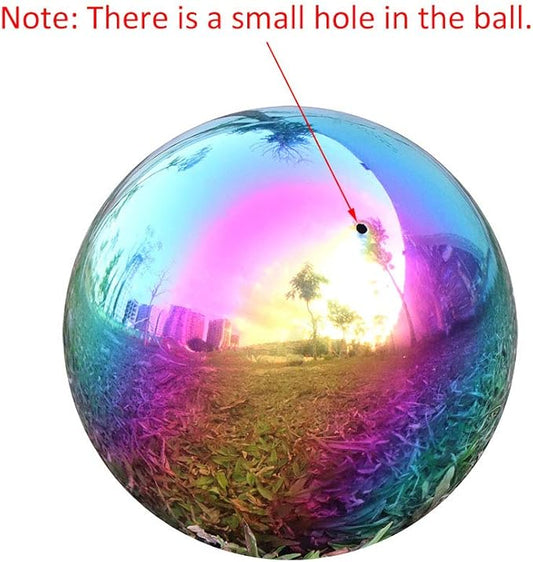 USHome Rainbow Home Garden Gazing Globe Mirror Balls, Polished Stainless Steel Shiny Sphere, Ideal As a Housewarming Gift (12 Inch)